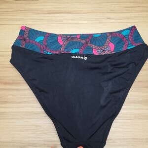 Olaian Decathlon Womens Black Pink Nora Supai Zenith Bikini Bottom Size Medium